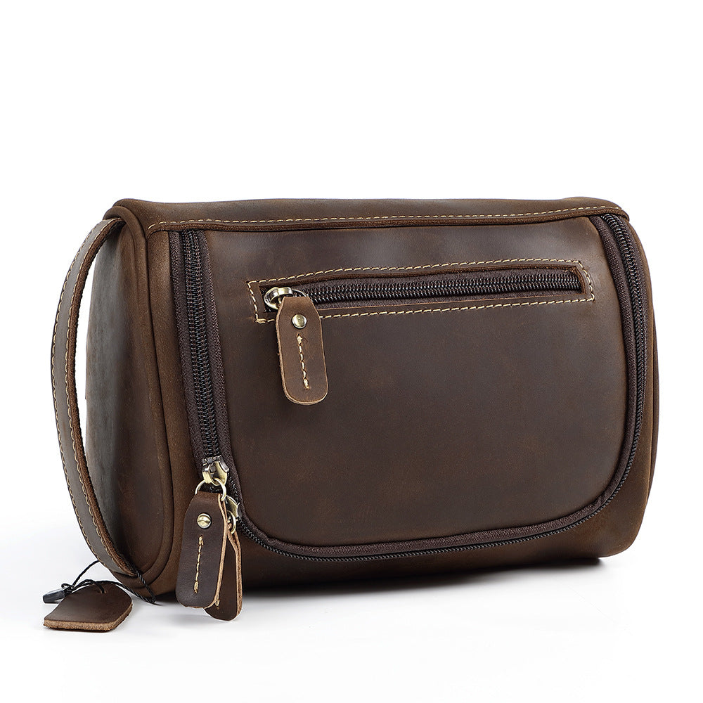 Brown  Men's Leather Toiletry Bag - iwalletsmen