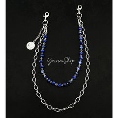 White Turquoise Beaded Wallet Chain Beaded Pants Chain Double Wallet Chain - iChainWallets