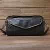 Black Barrel Leather Bag Mens Barrel Crossbody Bag Barrel Shoulder Bag for Men - iwalletsmen