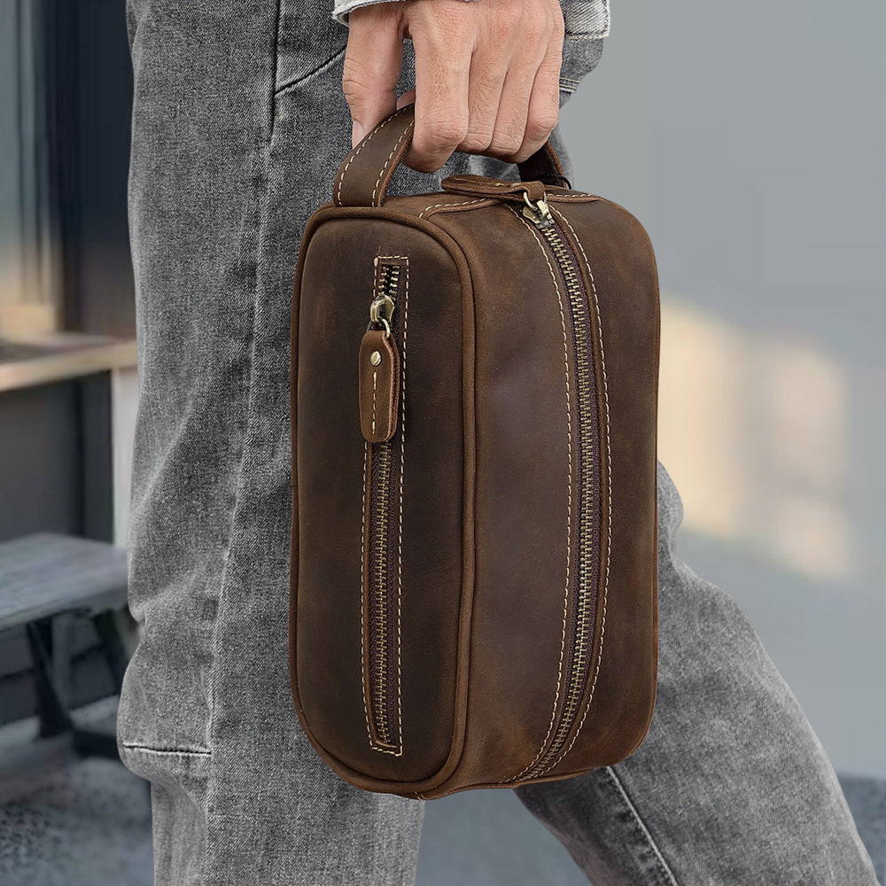Brown Leather Toiletry Bag Men's Leather Toiletry Bag Full Grain Leather Toiletry Bag - iwalletsmen