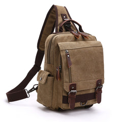 Large Canvas Sling Bag for Big - Khaki