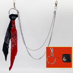 White&Black Paisley Bandana Trousers Chain Pants Chain Biker Kerchief Headscarf Jeans Chains