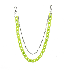 Cute Fluorescent Yellow Jeans Chain Silver Double Layers Resin Light Wallet Chains Panties Chain For Men