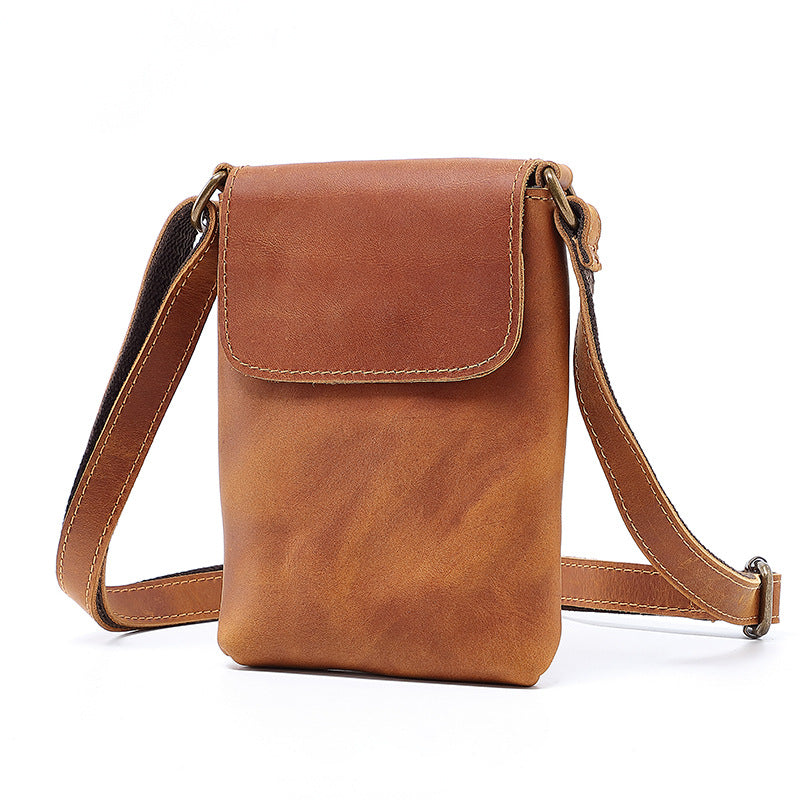 Brown Leather Crossbody Phone Purse for Men 