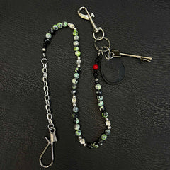 Green Ball Pants Chain Ball Wallet Chain Stone Beaded Wallet Chain Long Bead Wallet Chain - iChainWallets