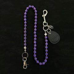 Purple Beaded Wallet Chain Beaded Pants Chain Lavastone Bead Wallet Chain - iChainWallets