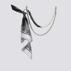 White Paisley Bandana Resin Trousers Chain Pants Chain Biker Kerchief Headscarf Jeans Chains