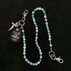 Blue Ball Pants Chain Ball Wallet Chain Stone Beaded Wallet Chain Cross Bead Wallet Chain - iChainWallets