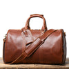 Dark Brown Weekend Bag Large Leather Weekender Bag for Men Long Weekend Shoulder Bag - iwalletsmen