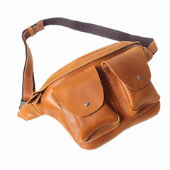 Large Leather Waist Bag Brown Leather Waist Bag - iwalletsmen