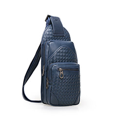 Braided Leather Sling Bag Mens Cool Chest Bag Crossbody Backpack One Strap Backpack for Men