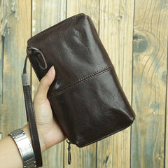 Brown Wristlet Clutch Wallet for Men Mens Clutch Leather Wallet - iwalletsmen