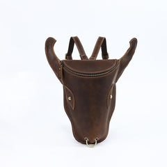 Brown Ox Bull Head Leather Backpack Mens Cool Leather Backpack - iwalletsmen