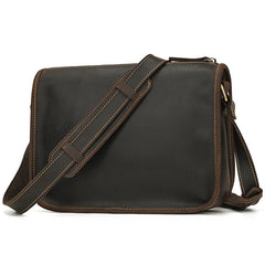 Dark Brown Vintage Leather Messenger Bag 