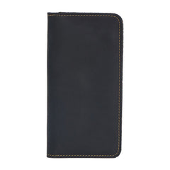 Black Handmade Tan Leather Mens Long Wallet Bifold Green Long Wallet For Men