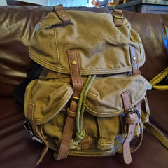 men's everyday carry bag Green Canvas Travel Backpack for Men Canvas EDC Backpack Mens Canvas Hiking Backpack