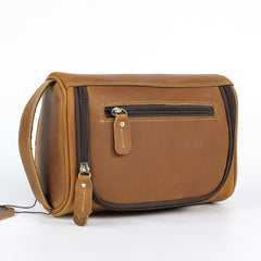 Brown Full Grain Leather Toiletry Bag 