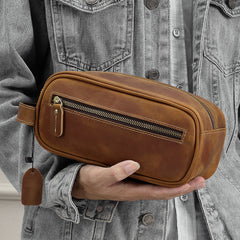 Brown Leather Toiletry Bag Men's Leather Toiletry Bag Full Grain Leather Toiletry Bag - iwalletsmen