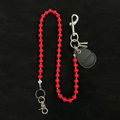 Red Beaded Wallet Chain Beaded Pants Chain Lavastone Bead Wallet Chain - iChainWallets