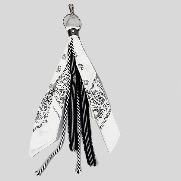 White&Black Paisley Bandana Pants Chain Kerchief Trousers Chain Biker Headscarf Jeans Chain Pants Chain