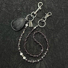 Beaded Wallet Chain Long Beaded Pants Chain Crystal Bead Wallet Chain with Keychain - iChainWallets