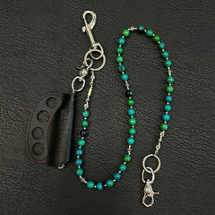 Green Ball Pants Chain Agate Beaded Wallet Chain Bead Wallet Chain - iChainWallets