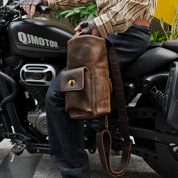 big sling bag for men cognac color
