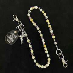 Yellow Ball Pants Chain Ball Wallet Chain Stone Beaded Wallet Chain Cross Bead Wallet Chain - iChainWallets
