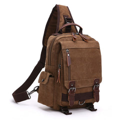 Large Canvas Sling Bag for Big - Coffee Brown