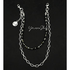 White Turquoise Beaded Wallet Chain Beaded Pants Chain Double Wallet Chain - iChainWallets