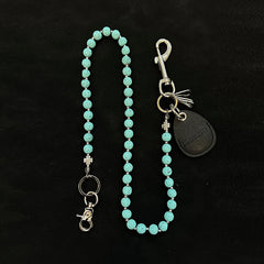 Cyan Beaded Wallet Chain Beaded Pants Chain Lavastone Bead Wallet Chain - iChainWallets