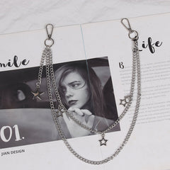 Cute Womens Small Butterflys Jeans Chain Silver Double Layers Astronaut Wallet Chains Jeans Chain For Women