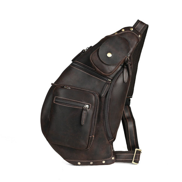Large Leather Sling Bag  Full Grain Leather Sling Bag - iwalletsmen