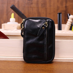 Black Leather Key Ring Wallet Mens Leather Key Wallet for Men - iwalletsmen