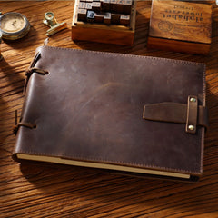 Dark Brown Leather Bound Sketchbook A5 Leather Sketchbook Leather Bound Journal - iwalletsmen