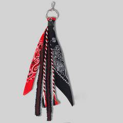 Red&Black Paisley Bandana Pants Chain Kerchief Trousers Chain Biker Headscarf Jeans Chain Pants Chain