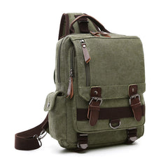Large Canvas Sling Bag for Big - Military Green