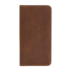 Black Handmade Tan Leather Mens Long Wallet Bifold Green Long Wallet For Men