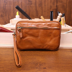 Brown Leather Wristlet Clutch Wallet for Men Leather Phone Clutch Wallet - iwalletsmen