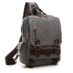 Large Canvas Sling Bag for Big - Gray