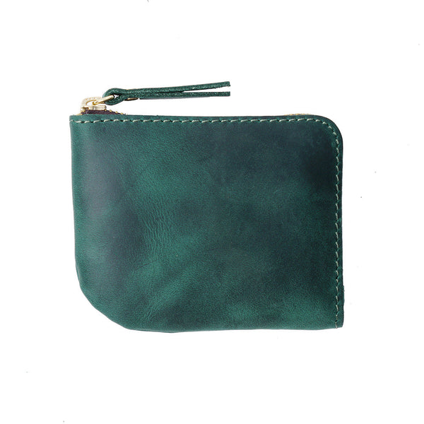 Green Women Leather Mini Zip Wallet L Shape Zipper wallet for Men - iwalletsmen