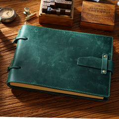Green Leather Bound Sketchbook A5 Leather Sketchbook Leather Bound Journal - iwalletsmen