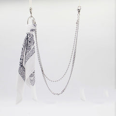 White&Black Paisley Bandana Trousers Chain Pants Chain Biker Kerchief Headscarf Jeans Chains