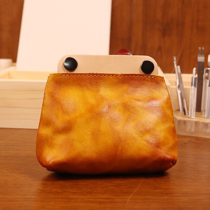 Yellow Brown Leather Pouch Wallet for Men - iwalletsmen