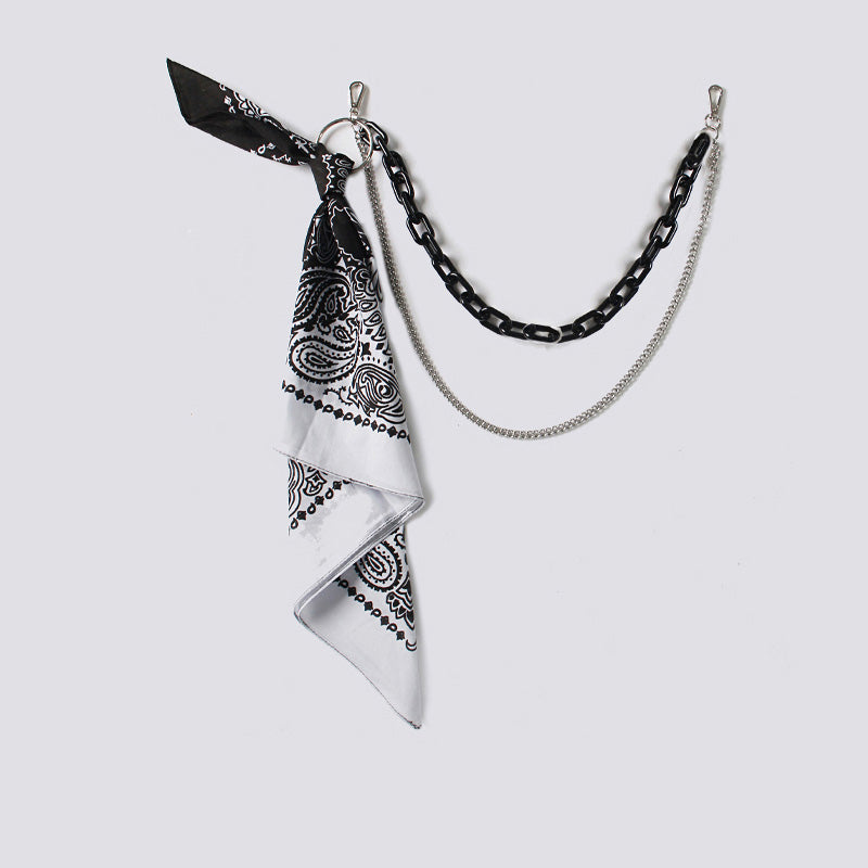 White Paisley Bandana Resin Trousers Chain Pants Chain Biker Kerchief Headscarf Jeans Chains