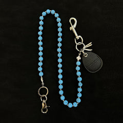 Blue Beaded Wallet Chain Beaded Pants Chain Lavastone Bead Wallet Chain - iChainWallets