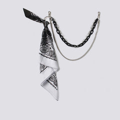 White & Black Paisley Bandana Resin Trousers Chain Pants Chain Biker Kerchief Headscarf Jeans Chains