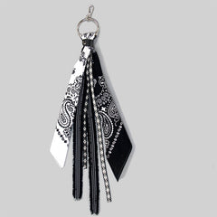 White&Black Paisley Bandana Pants Chain Kerchief Trousers Chain Biker Headscarf Jeans Chain Pants Chain