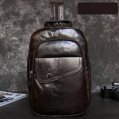 Leather Large Sling Backpack - Overall View