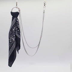 White Paisley Bandana Trousers Chain Pants Chain Biker Kerchief Headscarf Jeans Chains